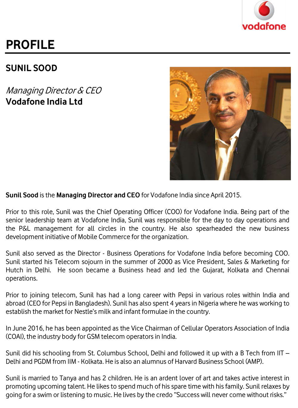 CV Sunil Sood