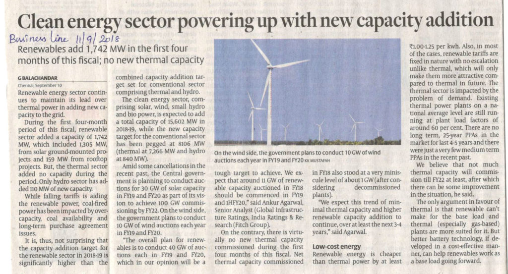 Clean energy sector powering up with new capacity addition » BBG South